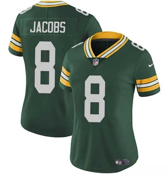 Women%27s Green Bay Packers #8 Josh Jacobs Green Vapor Untouchable Limited Stitched Jersey Dzhi